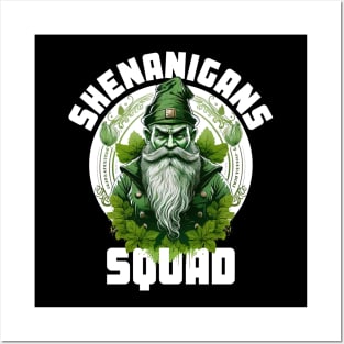 Shenanigans Squad Gnome Leprechaun Shamrock Matching St Patricks Day Posters and Art